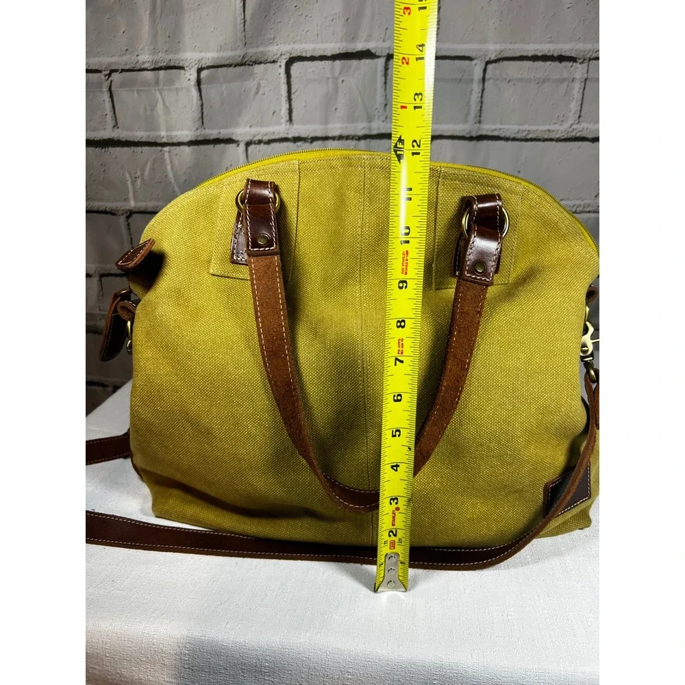 Vance Kitira Green Canvas Leather Trim Satchel Crossbody Bag